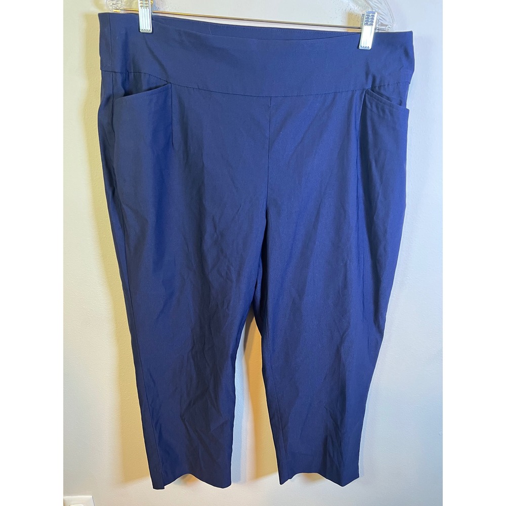Cato Womens Pants Hi-Rise Pull-On Cropped Navy Blue 18W